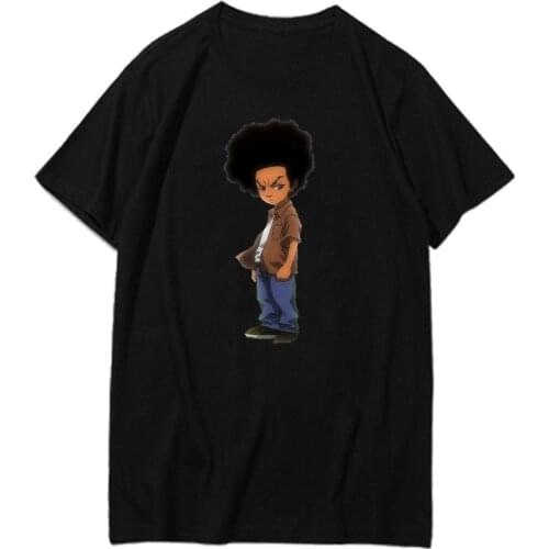 Funny Men t-shirt the Boondocks Rapper Huey Freeman graphic t shirts Oversized t-shirt short sleeve t-shirts t shirt for men