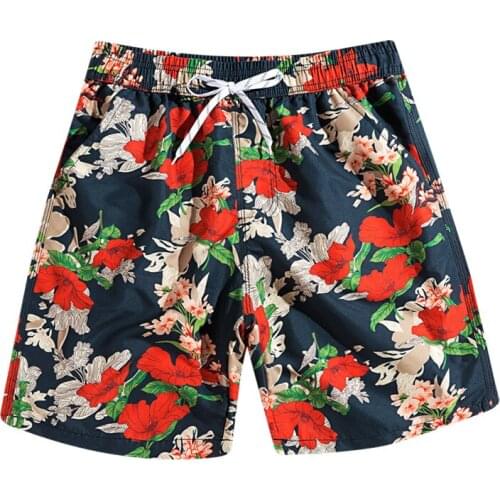 New red flower printed swimwear men couple sea vacation loose leisure briefs men swimsuits sunga beach shorts spa bathing suits