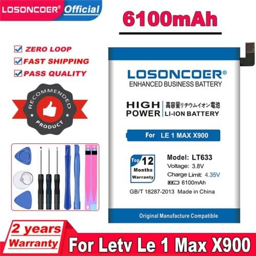 LOSONCOER 6100mAh LT633 Battery For Letv Le 1 Max X900 Le one Max X900 Mobile Phone Battery