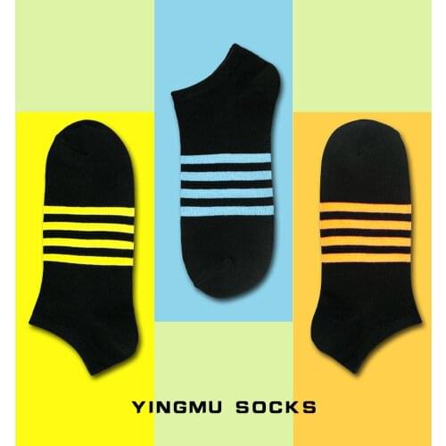 Lynmiss 1 Pair Stripe Women Men No Show Socks Casual Cotton Socks Daily Socks Harajuku Style Womens Men Ankle Cotton Socks