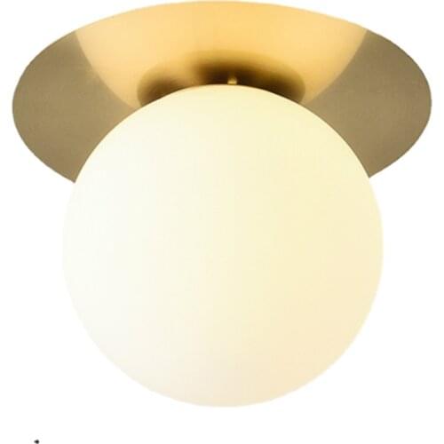 Nordic Post Modern Spherical Lampshade Copper Body Ceiling Lamp for Porch Kitchen Light Fixture Dining Room Lights Balcony Decor