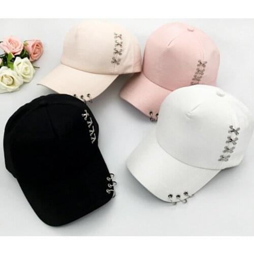 Fashion Piercing Ring Baseball Adjustable Cap Sport Running Cap
