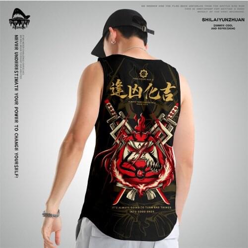 Fitness Men Black Print Tank Top Bodybuilding Stringers Vest Singlet Gyms Clothing Sleeveless Shirt Muscle Tops