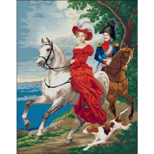 Horse Cavalier lady Lovers woman Cross Stitch Kits Needlework 14CT Unprinted Embroidery Top Quality DIY Handmade Decoration