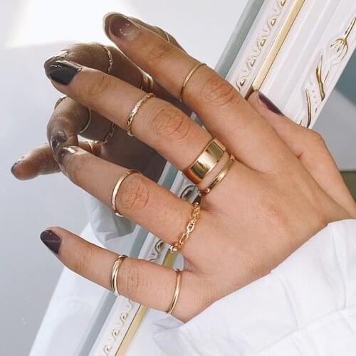 8Pcs Fashion Jewelry Rings Set Design Zircon Vintage Rings For Women Lady Fashion Ring Jewelry Accessories Party Wedding Gifts