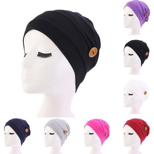 New Stretchy Cotton Turban Hat Solid Color Women warm Headscarf Bonnet CapsInner Hijabs Scarf muslim Hijab Female Head wrap