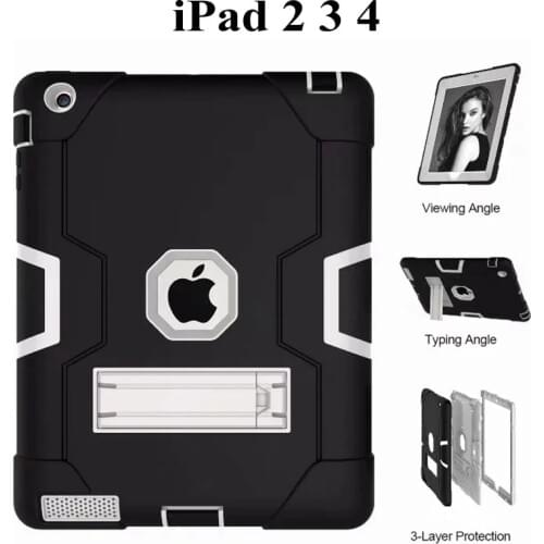 New Armor Case For iPad 2 3 4 Funda Kids Safe Heavy Duty Silicone Hard Cover For Apple ipad 234 9.7 inch Tablet Case+film+pen