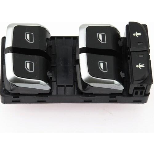 SCJYRXS Qty5 Chrome Driver Side Master Power Window Glass Lifts Control Switch Button For A7 Q3 RS6 A6 S6 C7 RS7 4GD 959 851 B