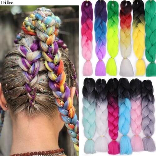 Synthetic Box Twist Hair Ombre Jumbo Braiding Hair Kane kalon For Children Women Pre Stretched Crochet Braids Hair Extensions