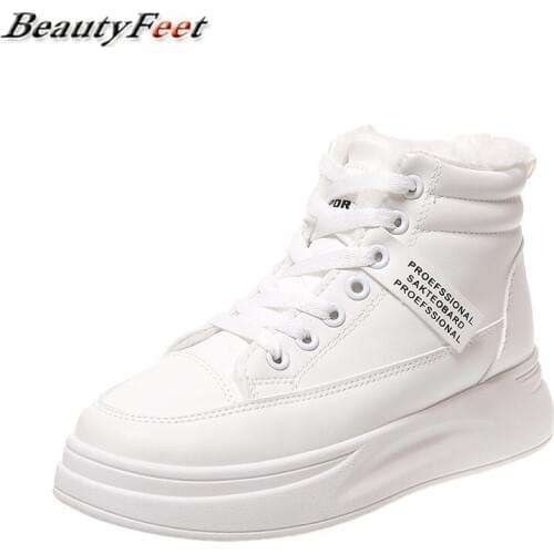 Warm Plush Winter Boots for Women Shoes Woman 2020 New Autumn Thick Bottom Chunky Sneakers Solid Leather Ankle Boots Plus Size