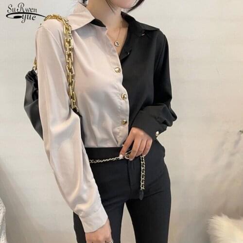 Spring New Fashion Women Shirt Casual Spliced Women Clothing OL Plus Size Long Sleeve Chiffon Blouse Women Camisa Femenina 13246