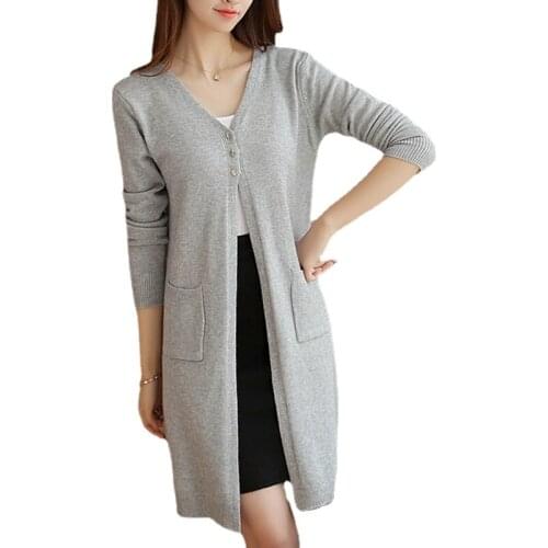 Spring Autumn New Solid Women Long Sweater Cardigan Tops Korean Long Sleeve Knitted Cardigans Ladies Casual Loose Sweaters Tide