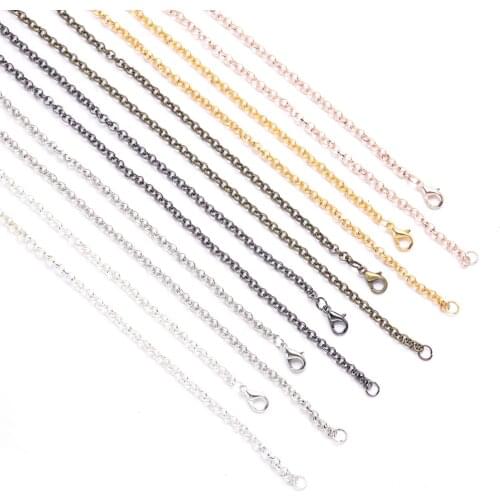 10pcs/lot 2 3mm Width Rolo Chains Loop Link Metal Necklace Chains For DIY Bracelet Jewelry Findings Making Handmade Supplies