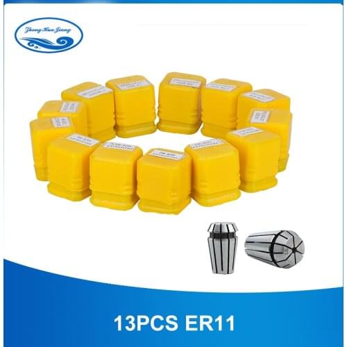13pcs ER11 Collet Set 1-7MM Chuck for Lathe chuck Accuracy 0.008mm for CNC Milling Tool Holder Engraving Machine Spindle Motor