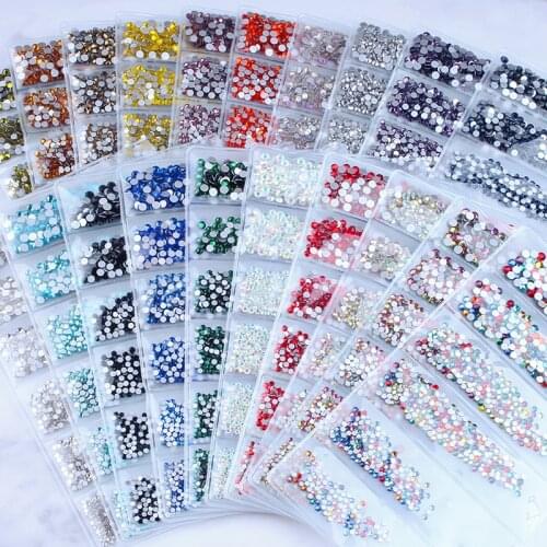 1440Pcs/bag Crystal Rhinestones SS3-SS10 Flateback Crystal Stones AB/Blue/Red Nail Art Charms Manicure Gems 7 Sizes