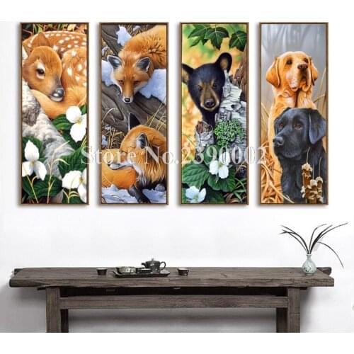 3D Diamond Painting Cross Stitch Dog Deer Fox Horse Rhinestone Posters Needlework Full Diamond Embroidery Decorative Gift