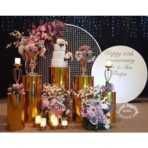 5pcs/set)Dessert Stand Gold Centerpiece Wedding Decoration Pillars for wedding stage decoration senyu1591