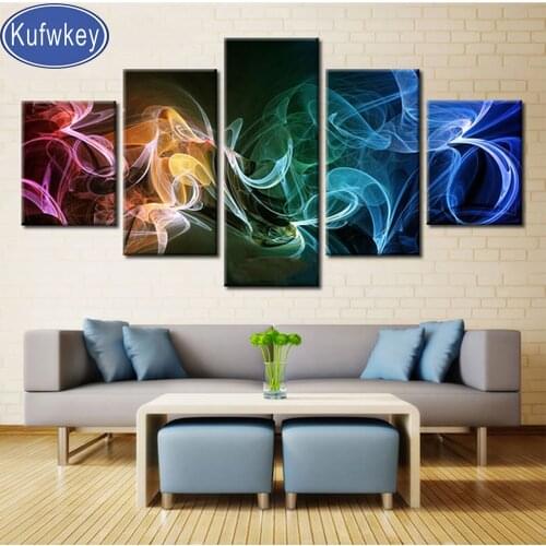Abstract colorful lines landscape 5 piece diy diamond painting rhinestone full square round drill diamond embroidery Fantasy Art