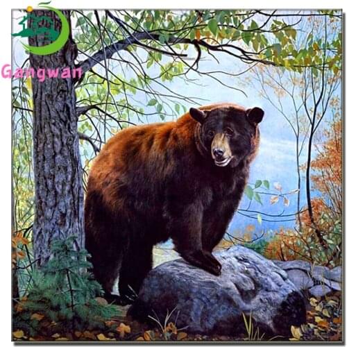 Full Square Round Diamond Painting black bear 5D Diamond Embroidery Mosaic Cross Stitch sale big Brown animal Home Decor Gift