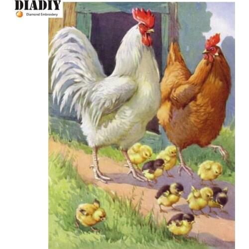 Diamond Embroidery,Full,Diamond Painting,Cross Stitch,Hens country 5D,Needlework,Round Rhinestone,Mosaic,Decoration,Gift