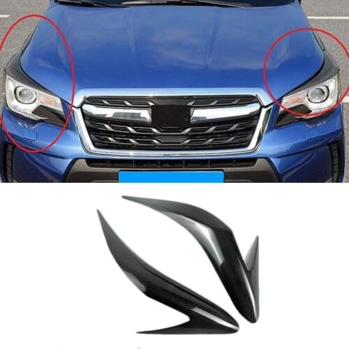 For Subaru Forester 2013-2018 Carbon Fiber Car Sticker Front Headlights Eyebrow Eyelid Trim Cover Accessories