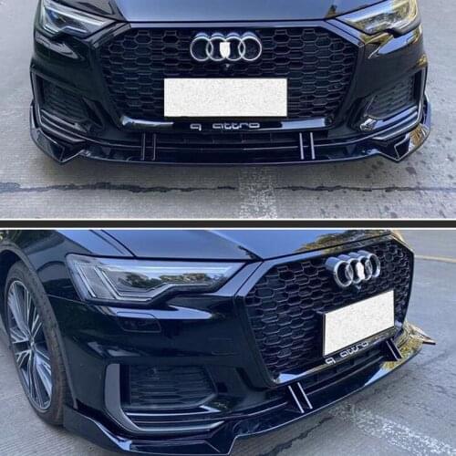 CEYUSOT For 3PCS Front Bumper Spoiler Wing Black Separator NEW Audi A6 C8 Anti - Collision Decorative Accessories Refit 2020 21