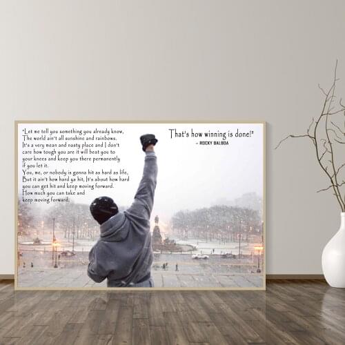 Black and White Rocky Balboa Boxing Bodybuilding Painting Posters Prints Wall Art Picture Motivational Living Room Decor Cuadros