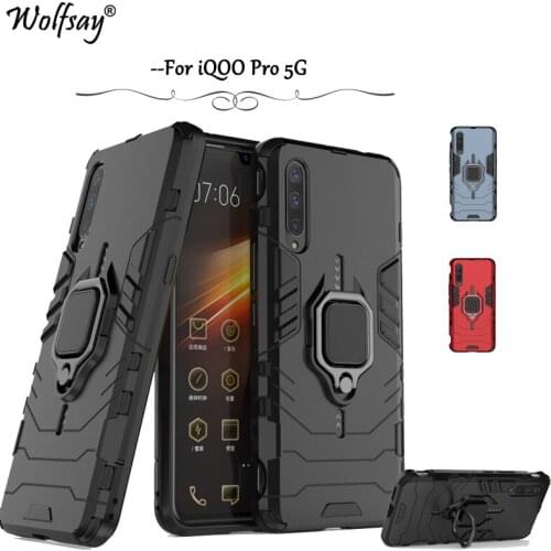 For iQOO Pro 5G Case Shockproof Armor Metal Finger Ring Holder Phone Case For iQOO Pro 5G Protective Cover For Vivo iQOO Pro 5G