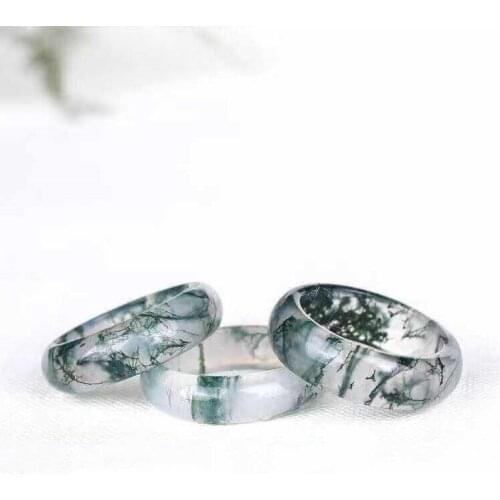 Natural Water Grass Agate Ring Moss Agate Chalcedony Ring Lovers men women Rings natural stone real jade jewelry