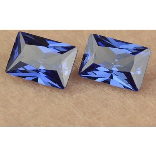 Hot Sale 3X5~13x18mm 5A Middle Light Blue Sapphir-e CZ Gems Rectangle Shape Cut Synthetic Cubic Zircon Stones For Jewelry Making