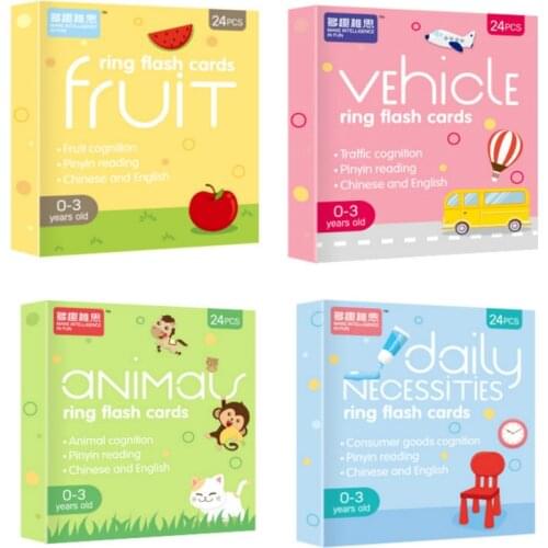 Montessori English Game Baby Kids Cognition Baby Enlightenment Early Educational Toys Animals Fruit Vehicle Daily Big Size Cards