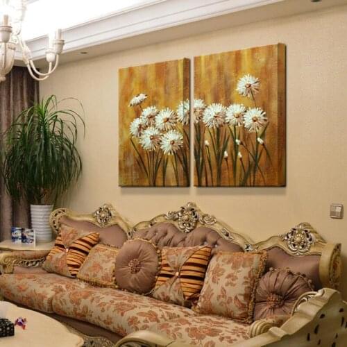 Plant Art Prints On The Wall Oil Painting On Canvas Flowers Poster for Interior 2 Pieces Home Decoration Frameless