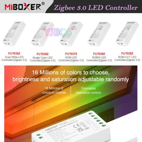 Miboxer Zigbee 3.0 LED Strip Light Controller DC12V 24V Max 12A Single Color/Dual White/RGB/RGBW/RGB CCT Lamp bulb dimmer