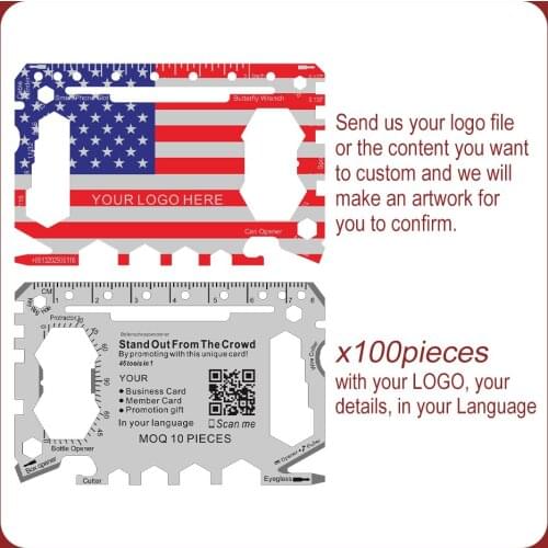 American flag Different country image customized multi tool card custom brand beer bottle openers