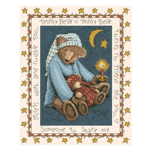 Top Quality Beautiful Lovely Counted Cross Stitch Kit Teddy Bear Friend Someone to Share my Secrets Cuddle