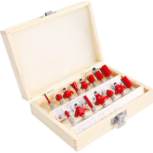 15pcs Milling Cutter Router Bit Set Carbide Shank Mill Woodworking Trimming Engraving Carving Cutting Tool Engraving Cutting