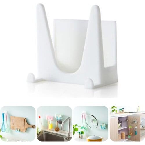 Wall-Mounted Pot Cover Frame PP Kitchen Pot Lid Storage Rack Double-sided Adhesive Tape Hanging Organizer Accessories