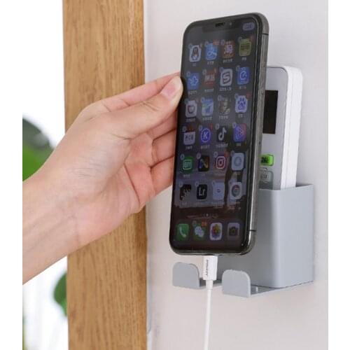 Cell Phone Holder Wall Mount Bracket No Drilling Phone Saving Charging Support