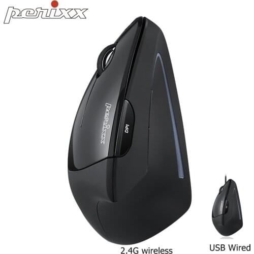 Germany PERIMICE-513L(Wired)/713 (2.4GHz) Optical Wireless Ergonomic Vertical Mouse Computer Mouse For Desktop Notebook