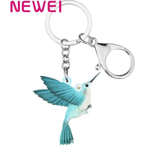 Newei Acrylic Blue Hummingbird Keychains Aesthetic Lovely Animal Bird Keyring Jewelry For Women Kid Girl Classic Gift Bag Charms