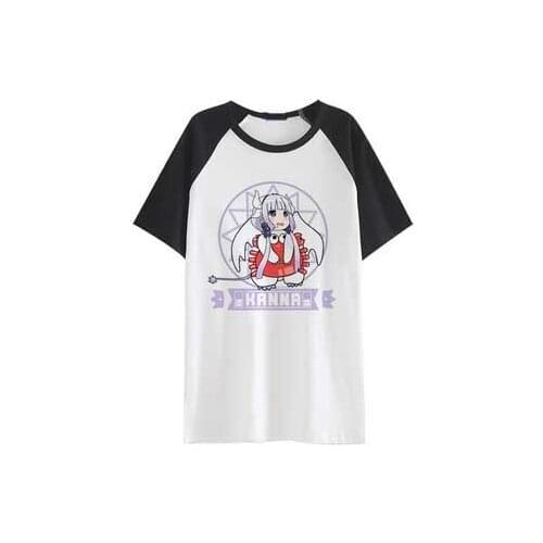 New Anime Kobayashi-san Chi no Maid Dragon T-shirt Cosplay Kanna T Shirt Cotton Short Sleeve Tops Tees Men
