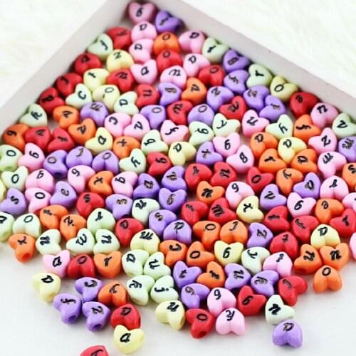 Wholesale 50 Heart Alphabet Acrylic Letter Loose Beads For Loom Band Bracelet 11*10*7 mm ZM-43