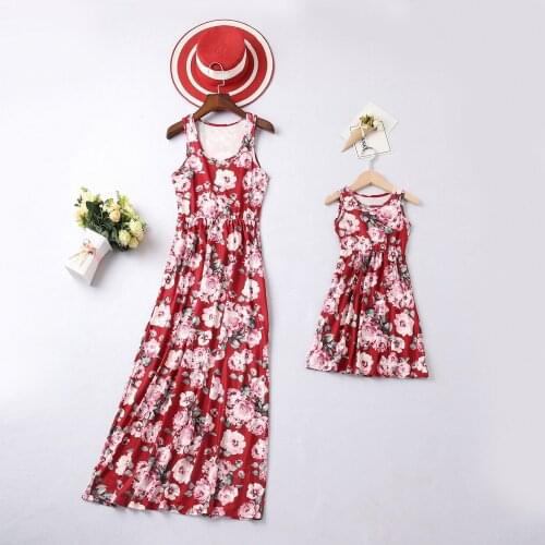 Mom and Daughter Dress Sleeveless Floral Printed Dress Mother and daughter clothes Mommy and me Clothes Family Matching Outfits