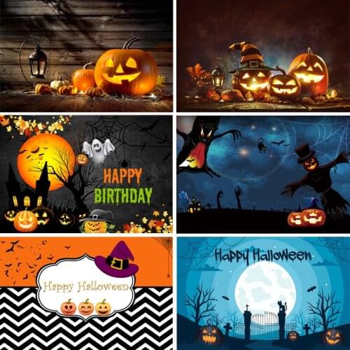 Sensfun Halloween Backdrop Tombstone Castle Pumpkin Lantern Moon Baby Birthday Photography Background For Photo Studio Custom