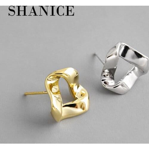 SHANICE 925 Sterling Silver Charm Stud Earrings For Women Mobius geometric triangle twist Teen Girls Friends Friendship Gift
