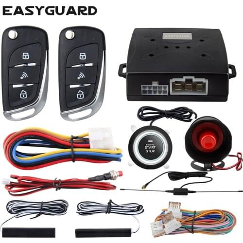 EASYGUARD alarm system car with PKE passive keyless entry remote engine start security alarm push button start auto lock unlock