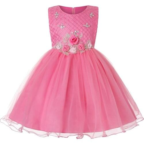 Girl Princess Wedding Dress Girls Party Lace Bow Dress Kids Ball Gown Birthday Champagn Christmas Performance Show Clothes