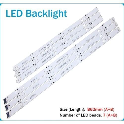 862m LED Backlight Lamp strip 7leds For LG 43 inch TV 43LX300C-CA LF51-FHD-A HC430DUE COB 43LH51_FHD A SSC_43inch_FHD