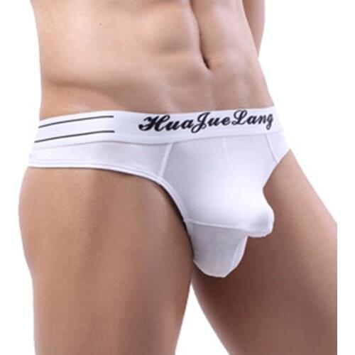 Men Sexy Cotton Low-Rise Triangle Briefs Bulge Penis Pouch Elephant T-Back Breathable Underwear Jockstrap Underpants Gays Thong