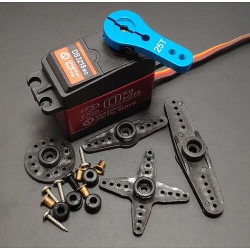 Waterproof DS3218MG 60g Digital Servo Metal Gear 20KG Torque witih 25T Metal Servo Arm for 1:10/1:8 RC Car DIY Robot